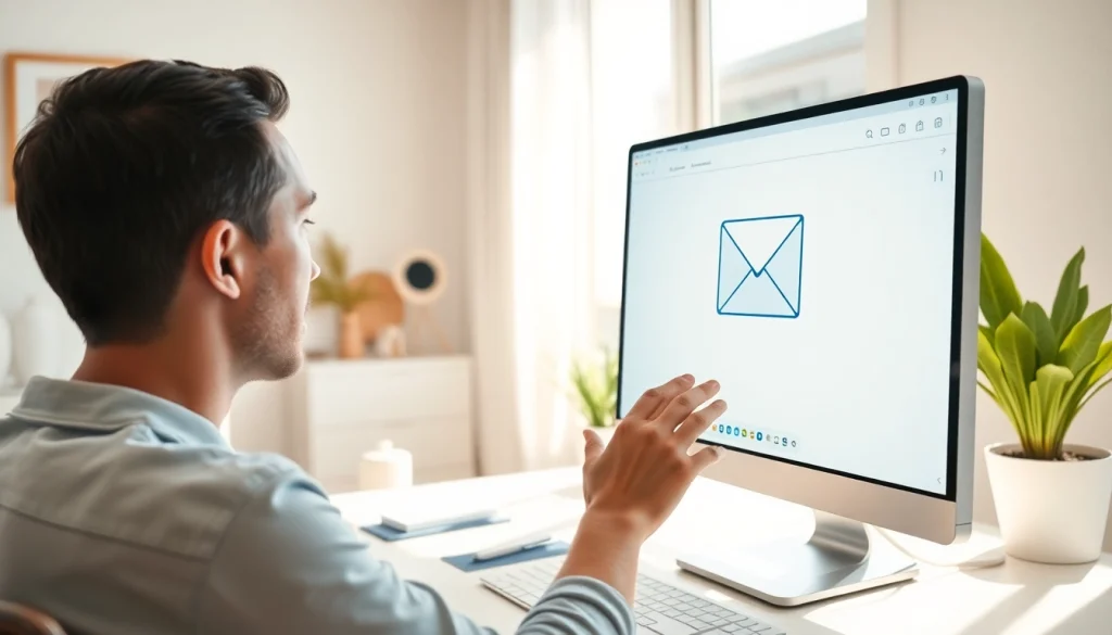 Illustration of a user exploring temp mail disposable email features on a computer screen.