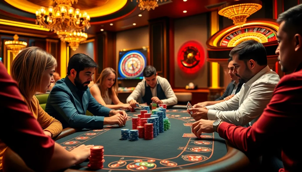 Experience the thrilling atmosphere at https://tg88.sale/ with a vibrant casino poker game in action.