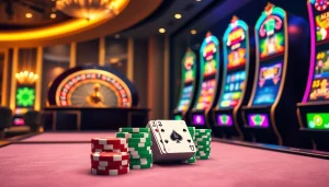 Engaging casino scene featuring online betting with 555win com and vibrant gambling elements.