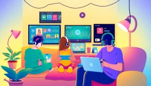 Engaging digital scene showcasing users enjoying 399W's online gaming platform.