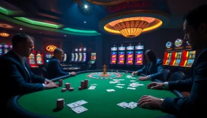 Players strategizing at a luxurious casino table, themed around the hidden wiki.