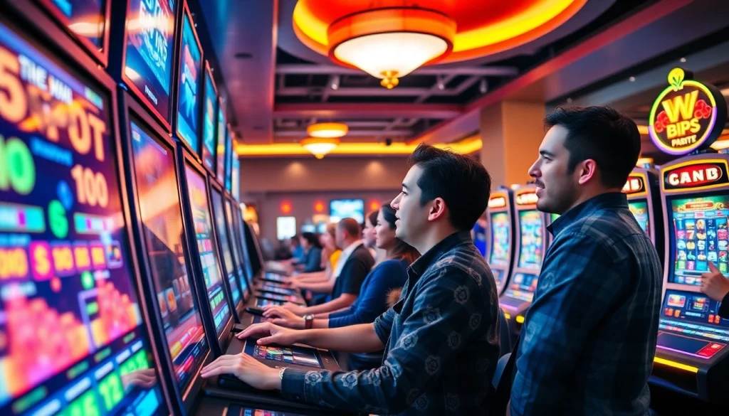 MPO1221 menunjukkan pengalaman bermain slot yang mengasyikkan di kasino modern dengan mesin cerah.