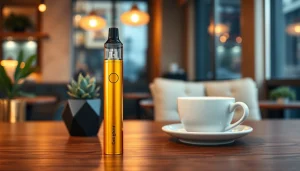 PECAH837 disposable vape in a stylish café setting, emphasizing luxury and quality.