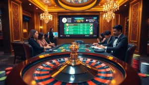 Experience thrilling gameplay at Luongsontv with engaging live football streaming in a luxurious casino setting.