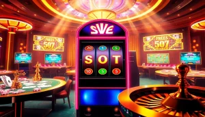 Experience the thrill of winning at PGSLOT with a vibrant casino scene featuring colorful slots and excitement.