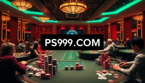 Experience the excitement of gambling at PS99 COM with vibrant poker tables and chips.