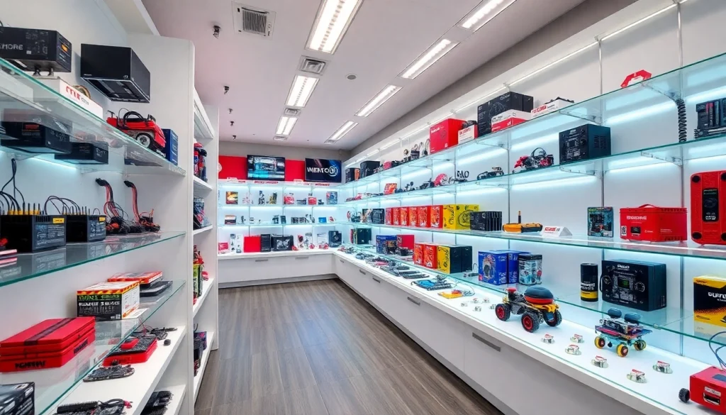 Botland bietet eine Vielzahl von Elektronikkomponenten und Robotik-Kits in einem modernen Geschäft an.