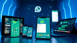 Showcase of GB WhatsApp features on smart devices, emphasizing customization and privacy.