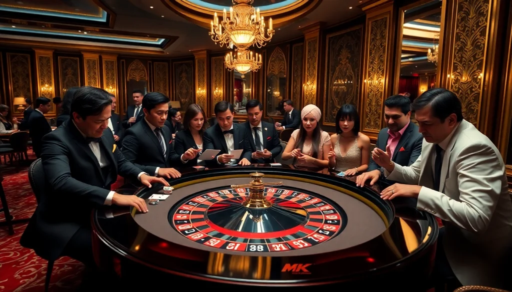Experience the thrill of high-stakes gaming at the MK 8 casino table, featuring elegant decor and dynamic players.