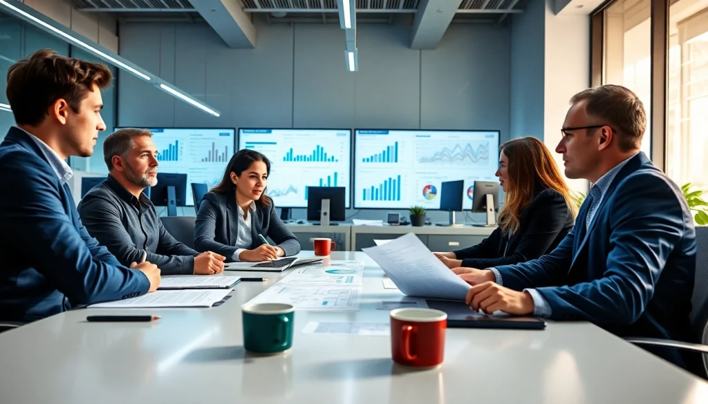 Engaged team discussing competitive intelligence faqs in a vibrant office environment.