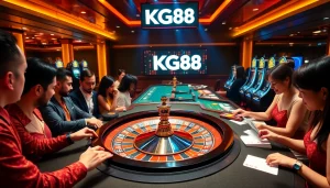 Exciting gaming scene at KG88 casino featuring roulette and enthusiastic players.