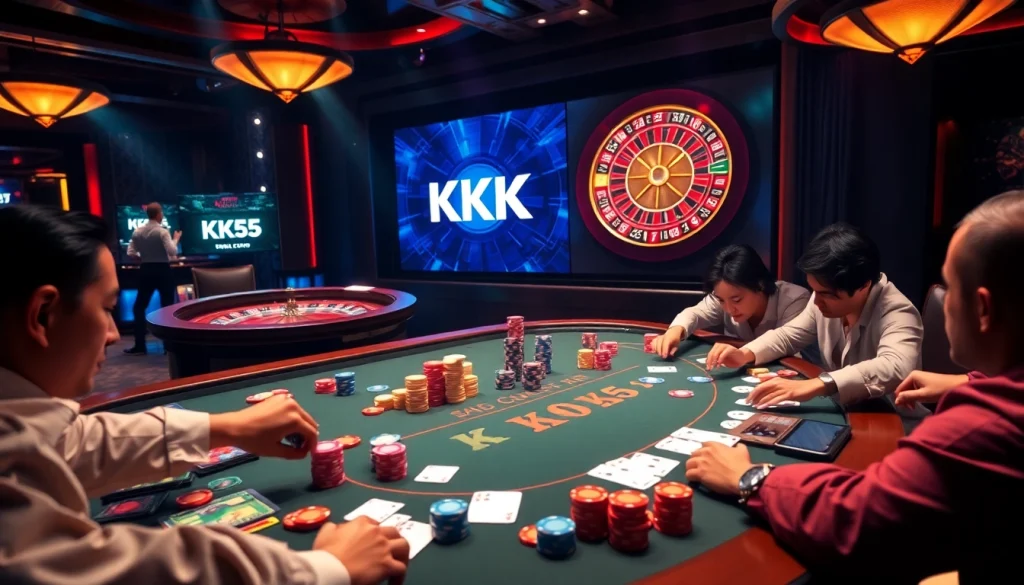 Play poker and win at https://kk55.space/, showcasing vibrant casino elements and thrilling gameplay.