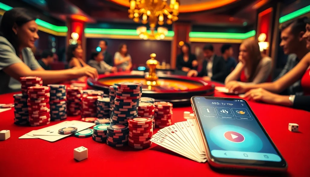 Engaging scene of players at a poker table with intense action on https://68vip.trade/, highlighting excitement and strategy.