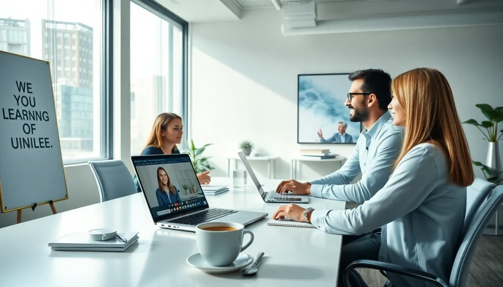 現代的なオンライン英語レッスン環境で Bizmates キャンペーンコードを使用しているビジネスプロフェッショナル。