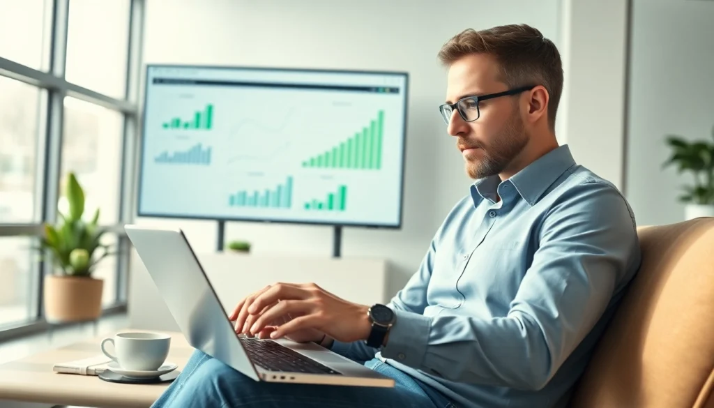 Szene der seo beratung mit einem professionellen Berater, der Daten analysiert.