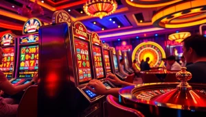 Players engaging with a thrilling slot gacor machine in a luxurious casino.