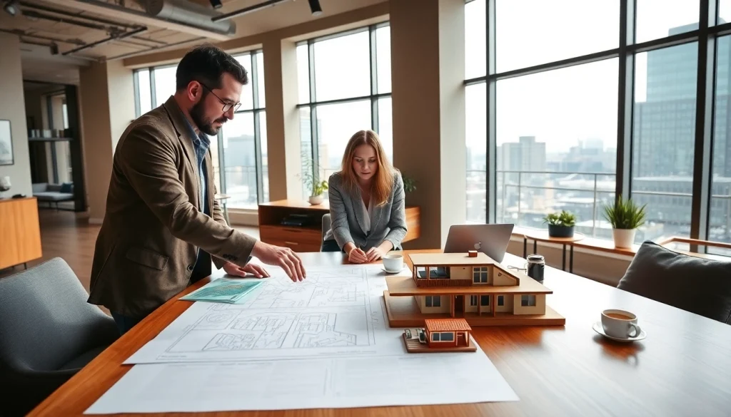 Connect with a skilled Contact residential architect Boston, directing a project in a bright modern office.