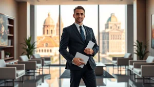 Virginia Immigration Lawyer providing legal counsel in an elegant office.