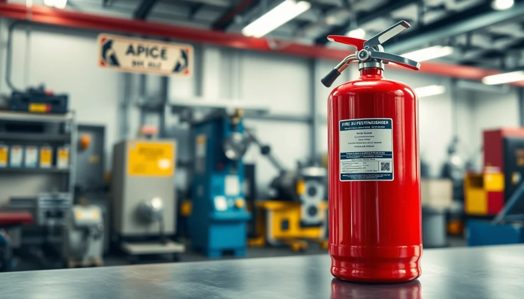 Showcasing an electrical fire extinguisher in a safety-conscious industrial environment.