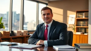 Greenville Personal Injury Lawyer confidently working in a modern office environment.