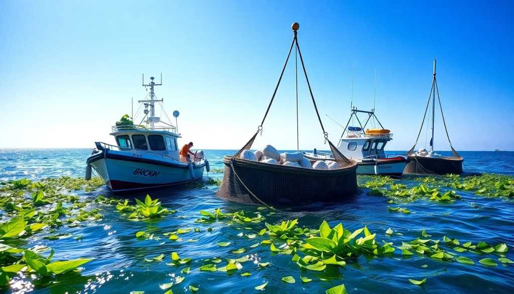 Dynamic fish harvesting systems showcasing advanced techniques in a coastal setting.