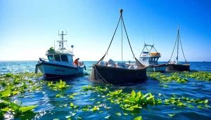 Dynamic fish harvesting systems showcasing advanced techniques in a coastal setting.