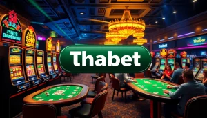 Experience the excitement of link thabet with vibrant online gambling elements, showcasing casino games and enthusiasm.