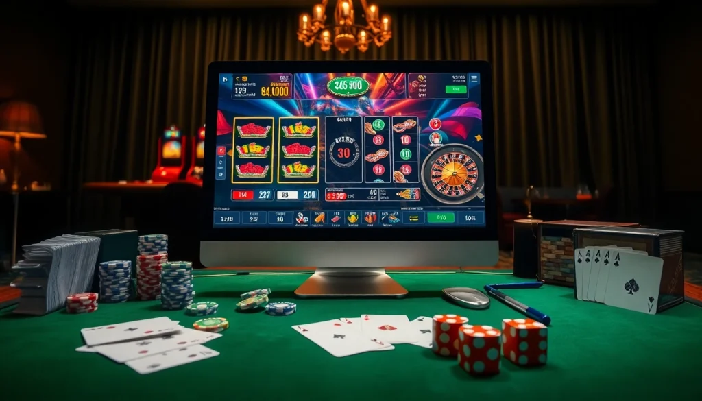 Vivez l'excitation du casino en ligne avec des interfaces vibrantes et des éléments de poker classiques.