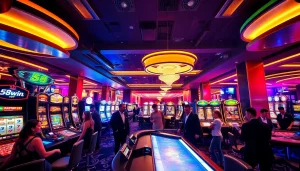 Exciting casino atmosphere with players engaging in games at 58win's vibrant gaming floor.