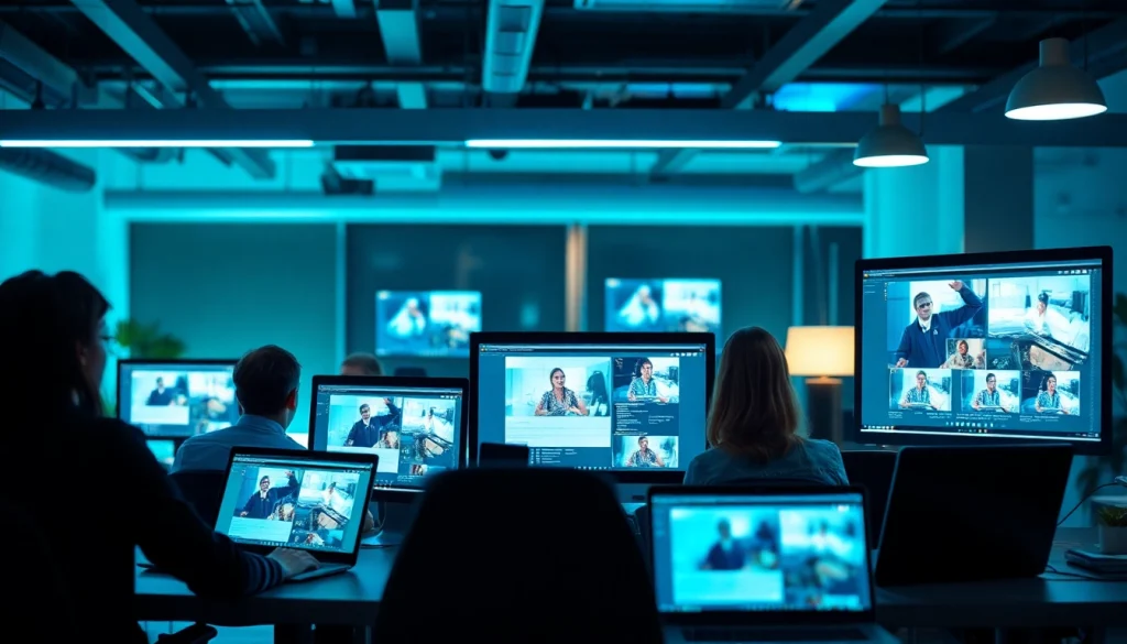 Generate video to prompt AI images in a modern workspace with users engaging with video analysis tools.