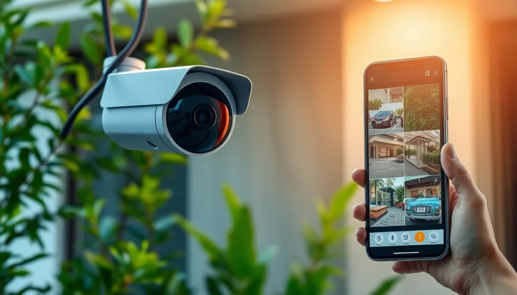 Cámaras de seguridad avanzadas instaladas en una casa moderna, mostrando seguridad e integración tecnológica.