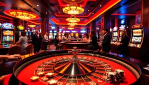 Experience thrilling bets at CM88's luxurious casino tables with vibrant roulette and poker chips.