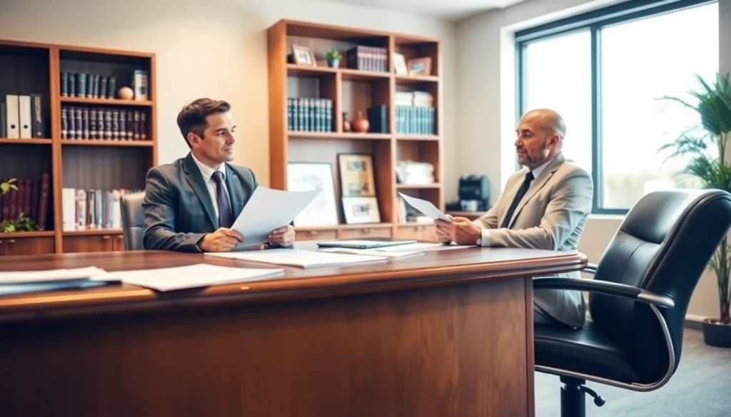 Grand Junction Personal Injury Lawyer consulting a client in a professional law office.