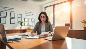 Analyze Federal and State contracts pre-post award compliance with a consultant in a bright modern office.