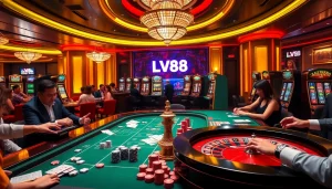 Experience the excitement of LV88 as bettors engage at vibrant casino tables with dynamic gameplay.